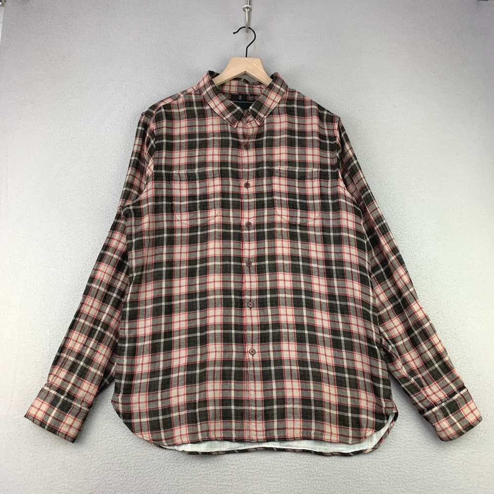 Obey Propaganda Plaid Button Down Shirt Mens XL Brown Flannel Casual Long Sleeve